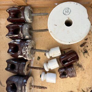 Vintage Mixed Lot Porcelain White Electrical Fence Wire Insulator